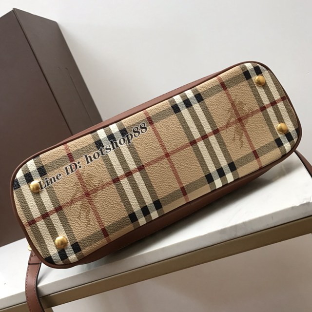 Burberry專櫃新款中古BB貝殼包 巴寶莉經典戰馬格子手提女包 yxb1030